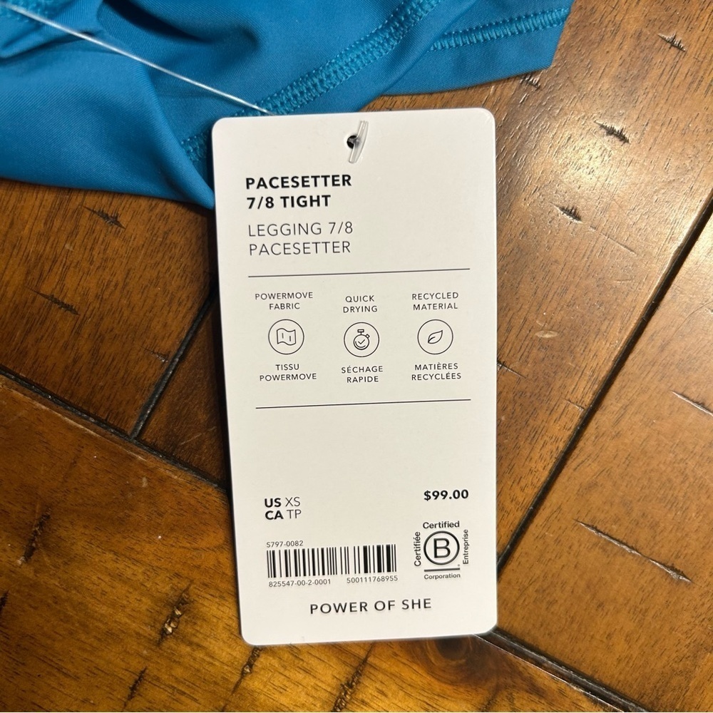 *NWT* Athleta Pacesetter 7/8 Tights in Teal Blue, Size XS Leggings - Picture 16 of 16
